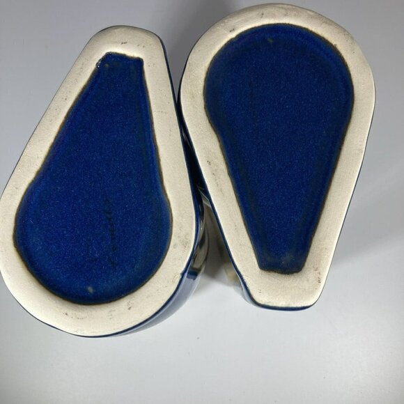 Rodolfo Padilla Pottery Mexico Drip Stoneware Blue Beige Mugs Set of 2 - Picture 5 of 6